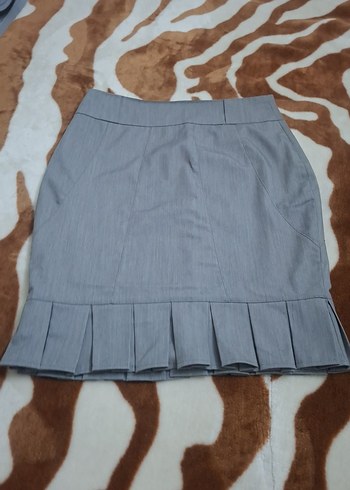 Gri Pilili Midi Kadın Etek - Görsel 4