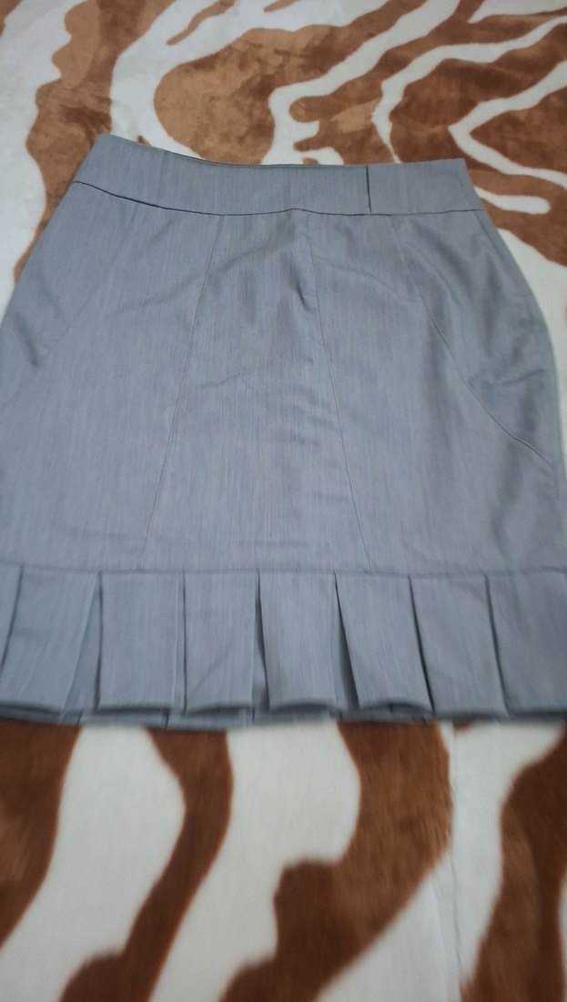 Gri Pilili Midi Kadın Etek - Görsel 3