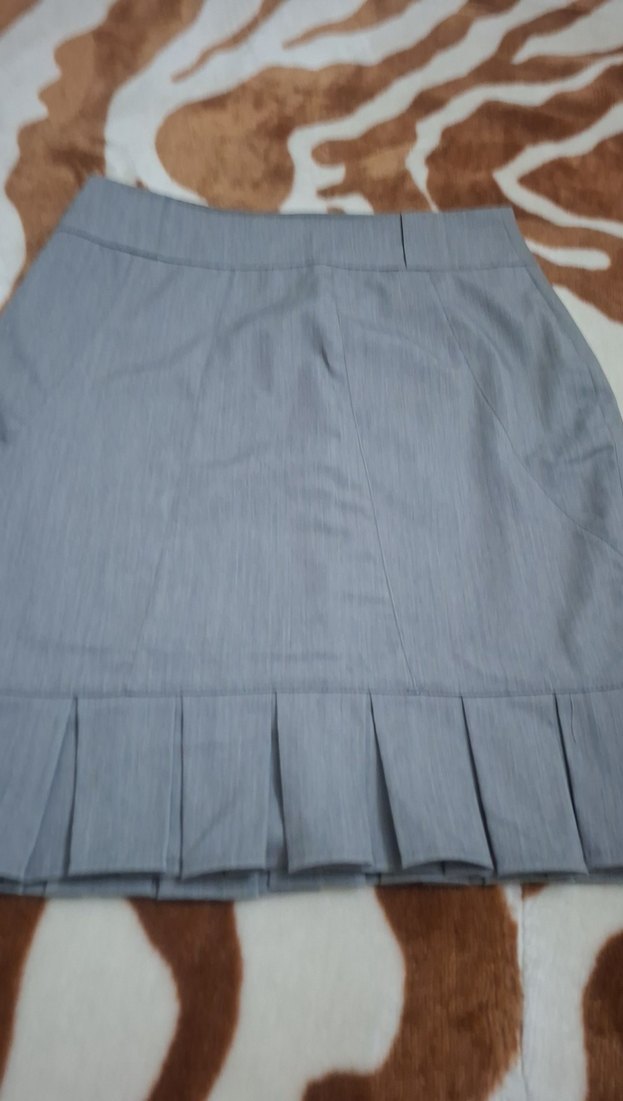 Gri Pilili Midi Kadın Etek - Görsel 2