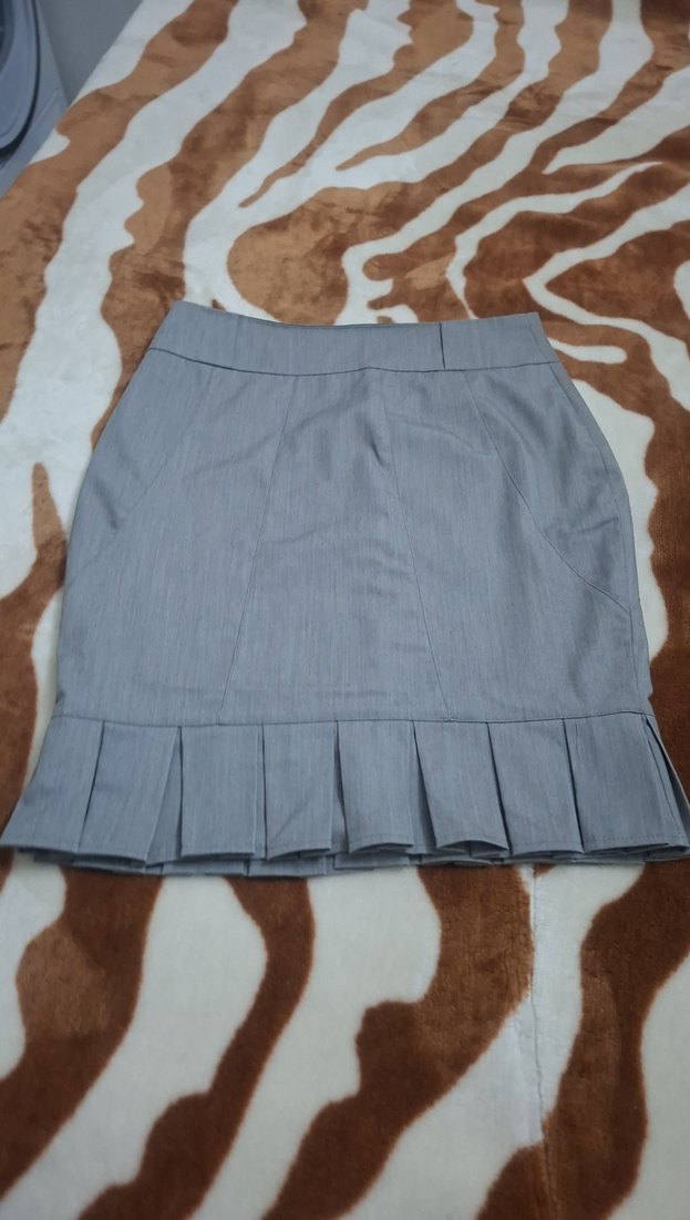 Gri Pilili Midi Kadın Etek - Görsel 4