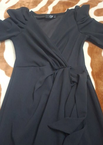 Siyah Drapeli Uzun Kadın Elbise - Görsel 3