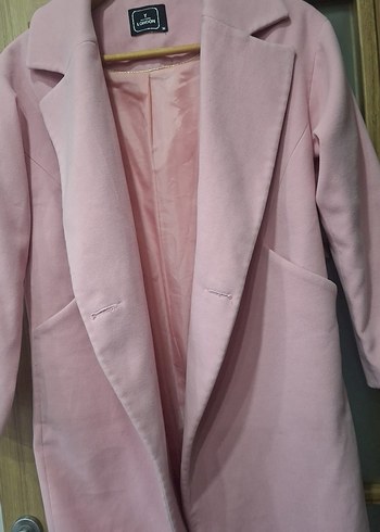 Pudra Pembe Uzun Kadın Kaban - Görsel 6