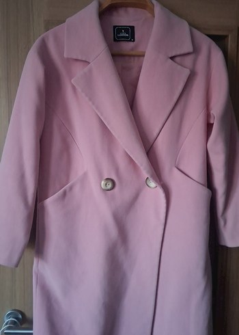 Pudra Pembe Uzun Kadın Kaban - Görsel 4