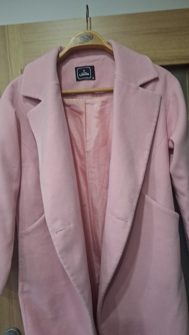 Pudra Pembe Uzun Kadın Kaban - Görsel 5