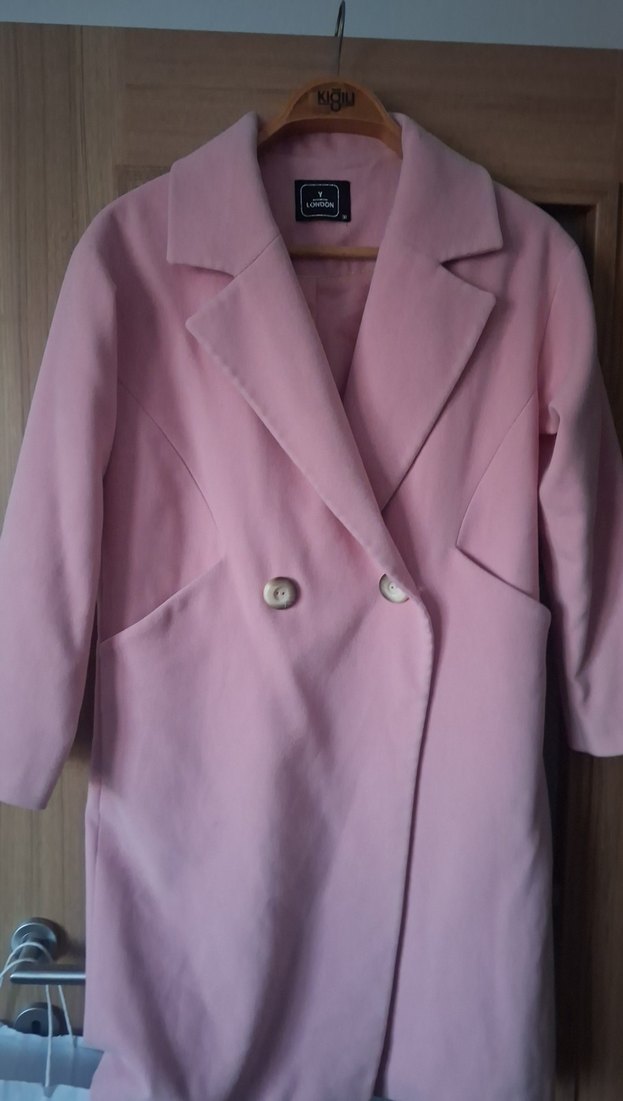 Pudra Pembe Uzun Kadın Kaban - Görsel 4