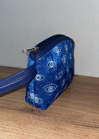 Diğer Mavi Batik Desenli Kadın Makyaj Çantası