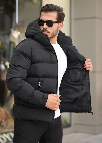 Prada Siyah Kapüşonlu Erkek Mont