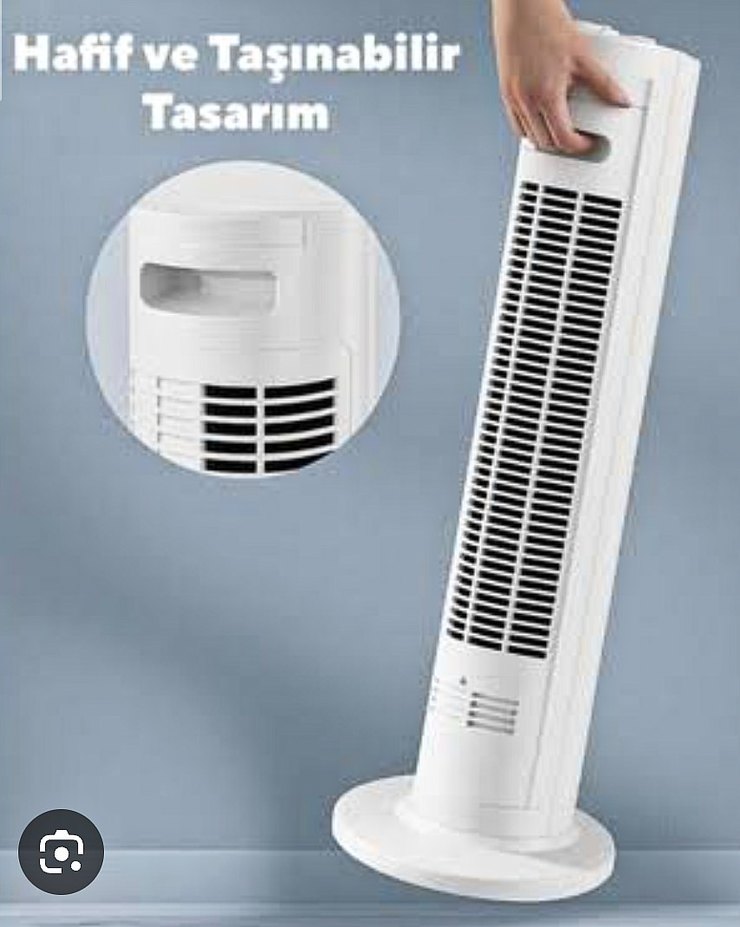 KUMTEL Beyaz Kule Vantilatör 50W 60° Salınım - Görsel 4
