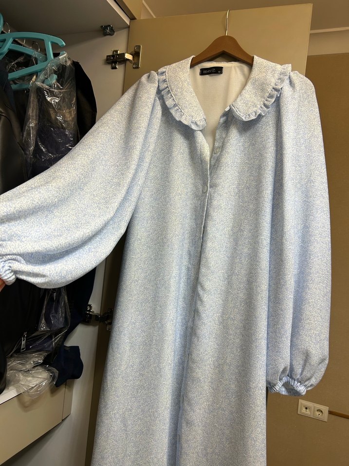 Mavi Uzun Kollu  Kadın elbise - Görsel 2