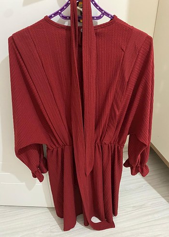 Piliseli Kırmızı Midi Kadın Tunik - Görsel 2