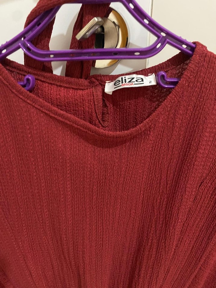 Piliseli Kırmızı Midi Kadın Tunik - Görsel 3