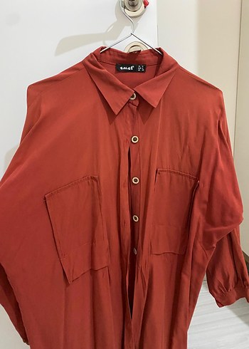 Kadın Kırmızı Düğmeli Gömlek - Görsel 2