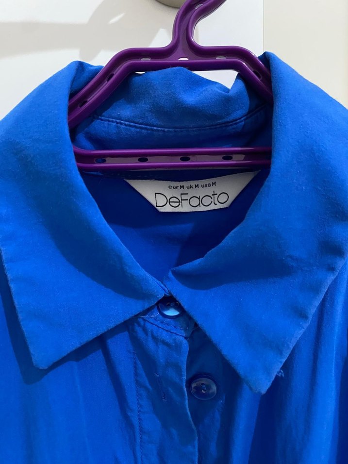 Kadın Mavi Düğmeli Gömlek - Görsel 3