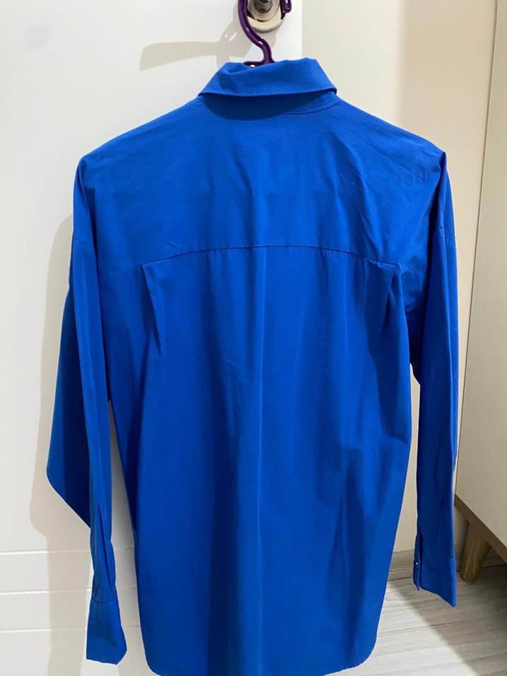 Kadın Mavi Düğmeli Gömlek - Görsel 4