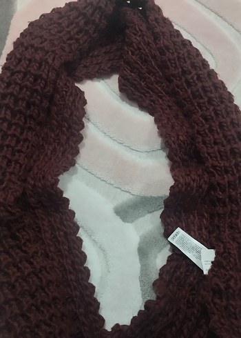 Kahverengi/bordo Örgü Kadın Atkı - Görsel 2