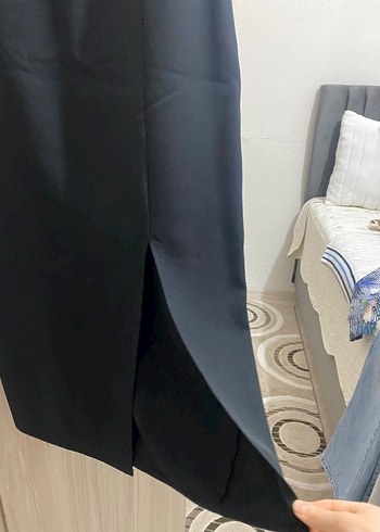 Siyah Midi Straplez Drapeli Kadın Elbise - Görsel 3