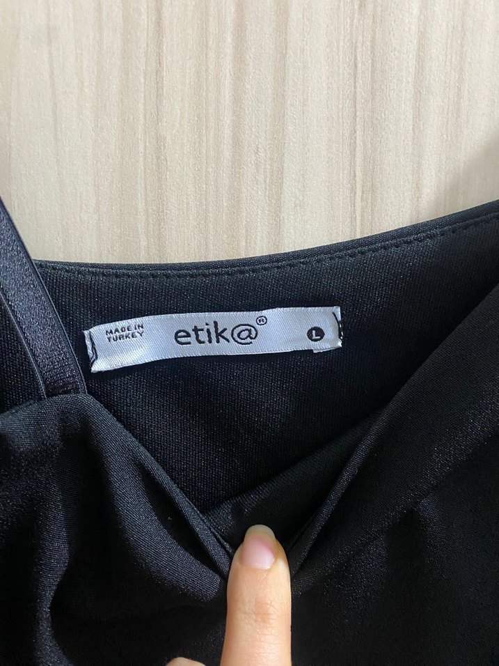 Siyah Midi Straplez Drapeli Kadın Elbise - Görsel 4