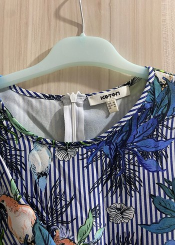 Renkli Baskılı Drapeli Mini Kadın Elbise - Görsel 3