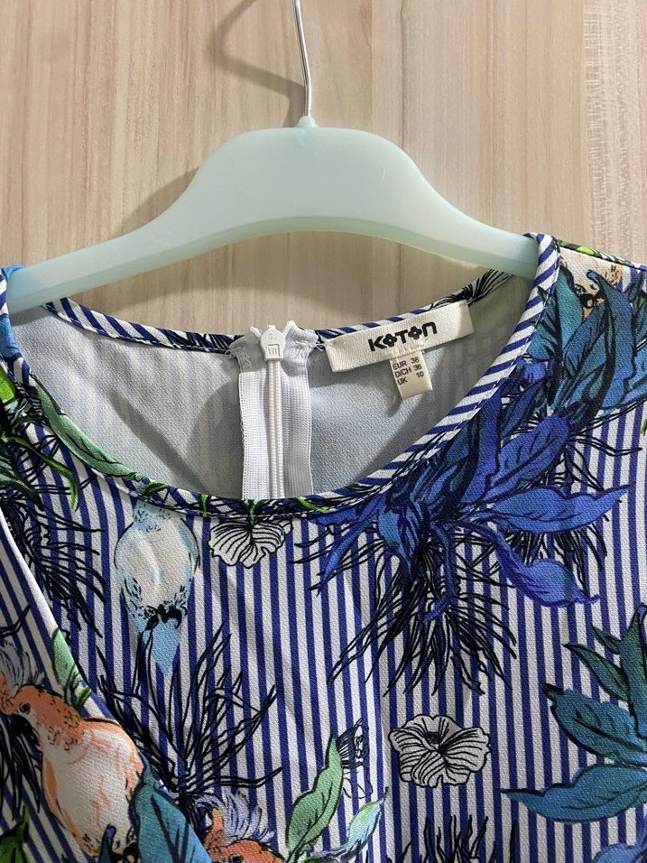 Renkli Baskılı Drapeli Mini Kadın Elbise - Görsel 3