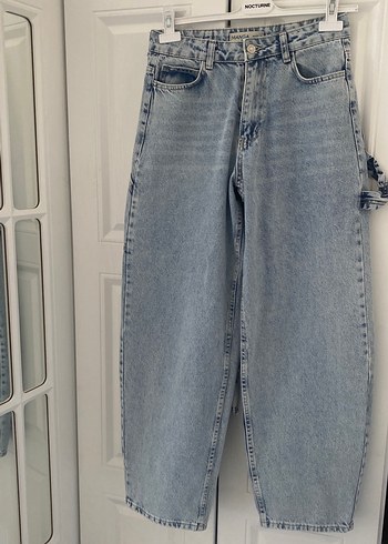 Kadın Mavi Bol Kesim Midi Kot Pantolon