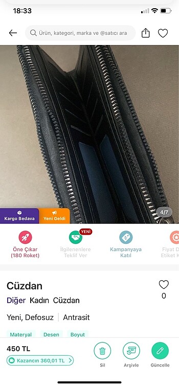 Beden gri Renk Cüzdan