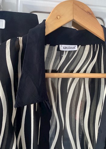 Zebra Desenli Siyah Pilili Midi Etek ve Gömlek Takım - Görsel 4