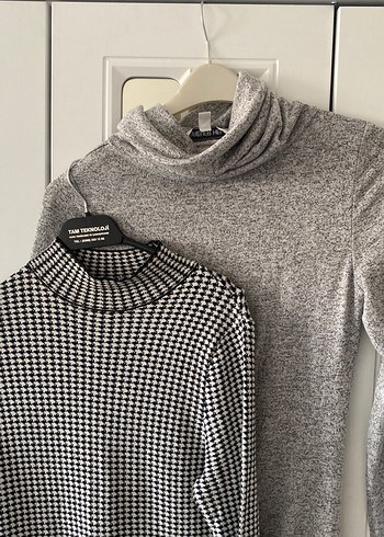 Gri Uzun Kollu Triko Midi Elbise kışlık triko iki adet fiyatı - Görsel 3