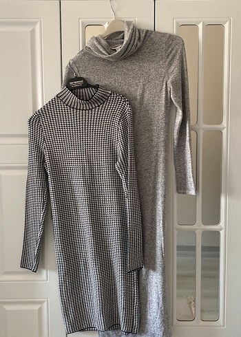 Gri Uzun Kollu Triko Midi Elbise kışlık triko iki adet fiyatı - Görsel 6