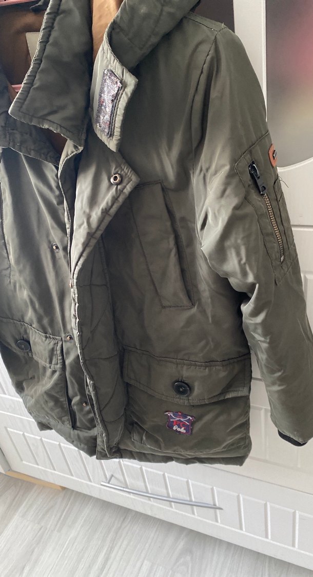 Erkek Çocuk Kamuflaj Desenli Gri Mont - Görsel 4