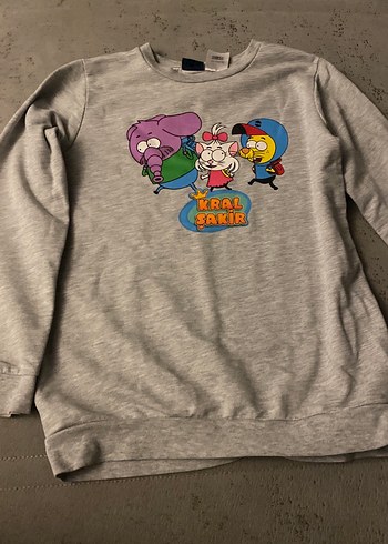 Kız Çocuk Gri Baskılı Uzun Kollu Sweatshirt - Görsel 3