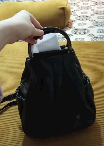 Kadın Siyah Deri Sırt Çantası - Görsel 2