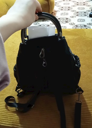 Kadın Siyah Deri Sırt Çantası - Görsel 4