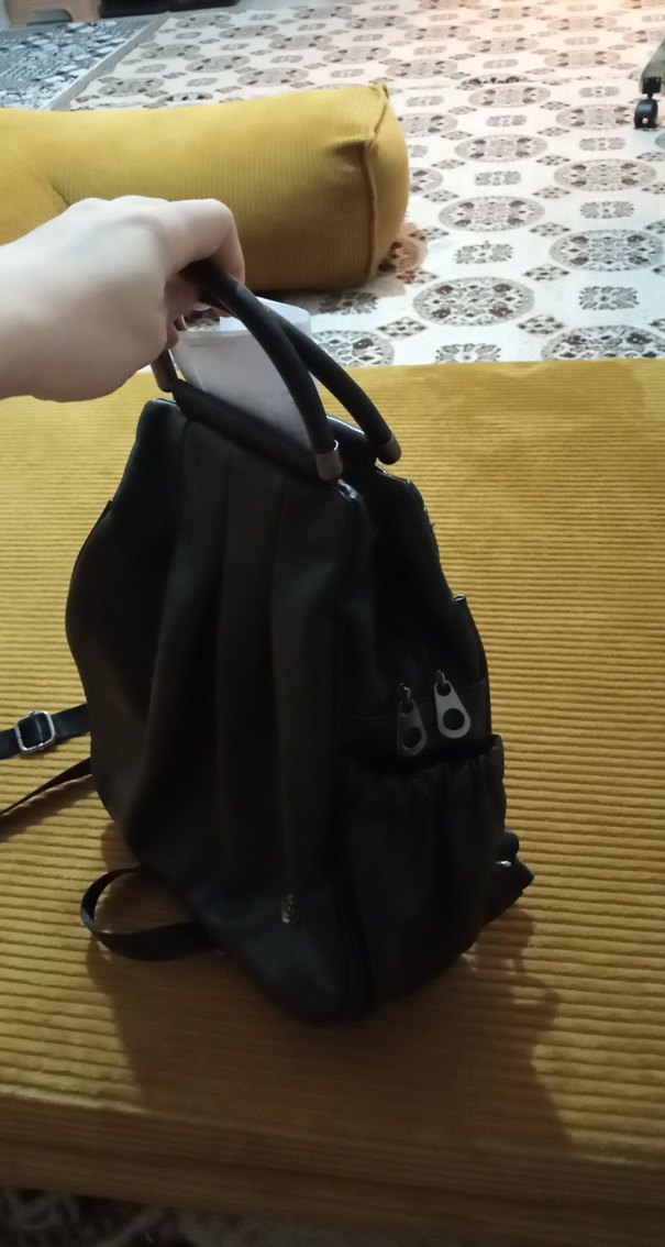 Kadın Siyah Deri Sırt Çantası - Görsel 3