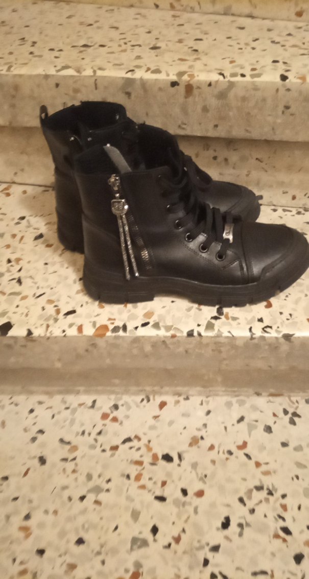 Siyah Platform Topuklu Sokak Stili Kadın Botları - Görsel 5