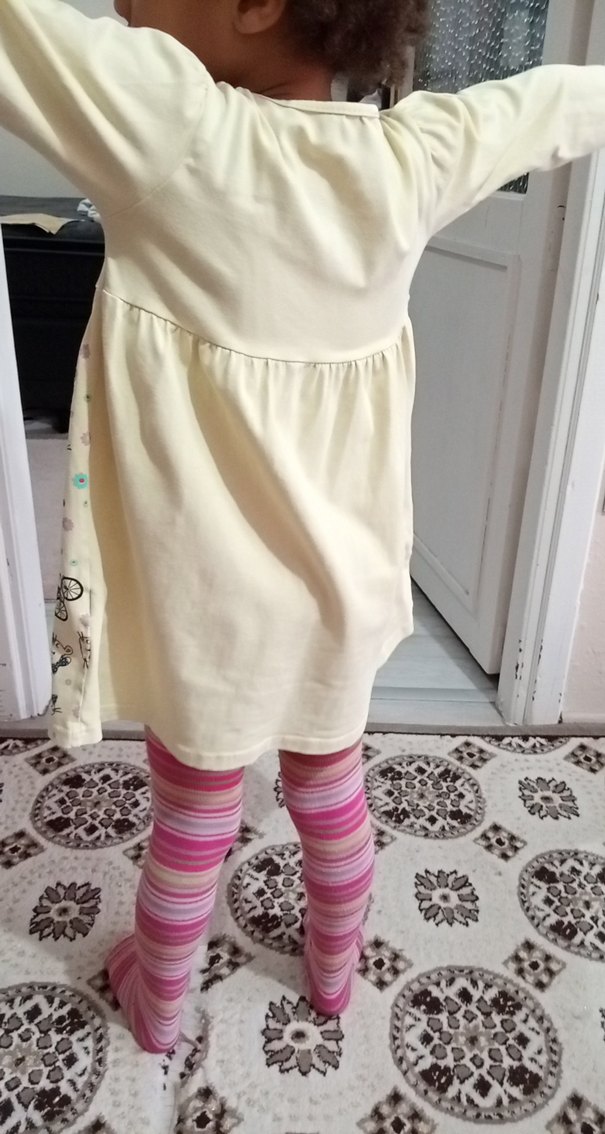 Çok Renkli Kız Çocuk Bisiklet Baskılı Elbise - Görsel 4