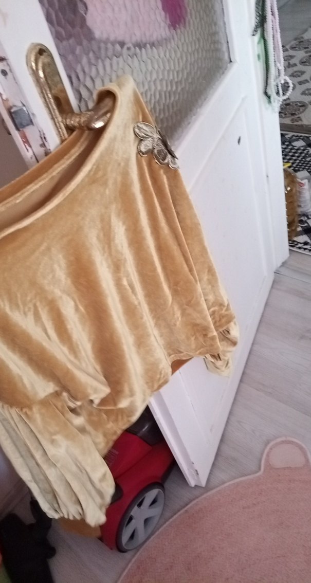 kadife Nakışlı Bej Bluzu - Görsel 4