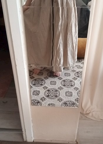 Bej ve Gri Düz etek - Görsel 2