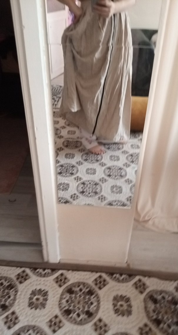 Bej ve Gri Düz etek - Görsel 3