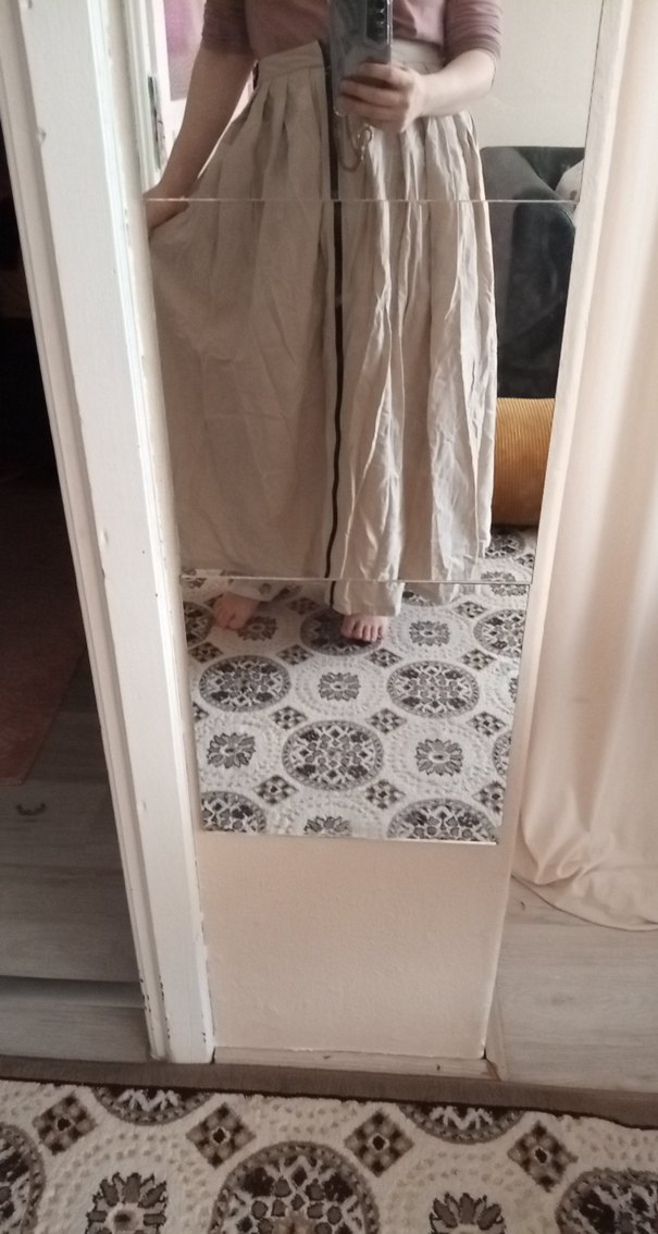 Bej ve Gri Düz etek - Görsel 2