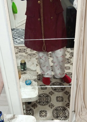 Bordo Düğmeli kolsuz yelek - Görsel 6