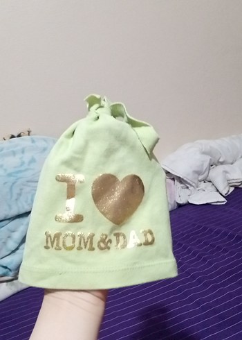 Diğer İ Love Mom Dad Bebek Sapkasi