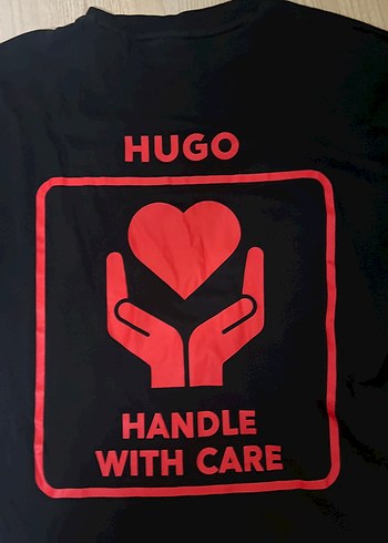 Siyah HUGO Baskılı Erkek Tişört Orijinal S beden - Görsel 2