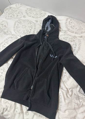 Fermuarlı Kapüşonlu Gri Kadın Hırka - Görsel 2