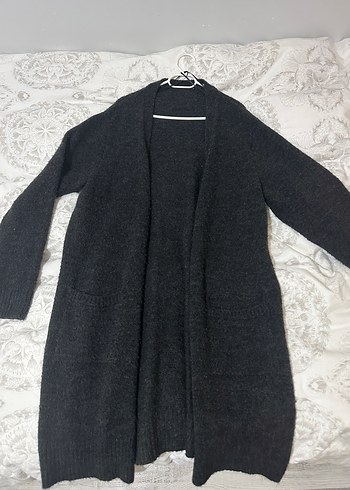 Gri Uzun Örme Kadın Hırka - Görsel 2