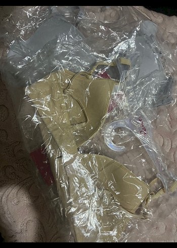 xl Beden Gri ve Bej Renkli Rahat Sütyen Seti