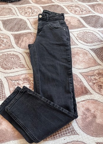 Düz Kesim Siyah Kadın Denim Pantolon