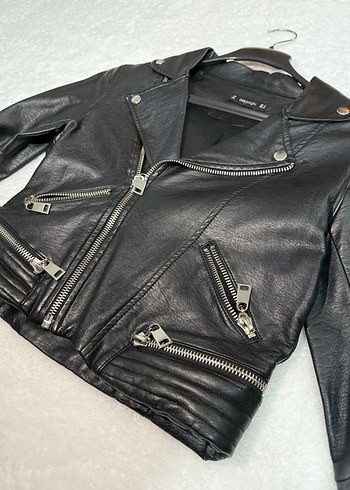 Siyah Deri Biker Ceket - Görsel 2