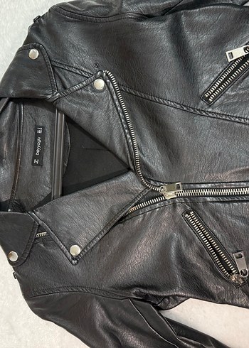 Siyah Deri Biker Ceket - Görsel 4