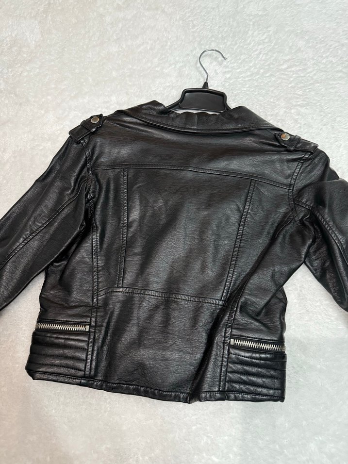 Siyah Deri Biker Ceket - Görsel 3