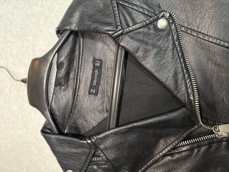 Siyah Deri Biker Ceket - Görsel 5